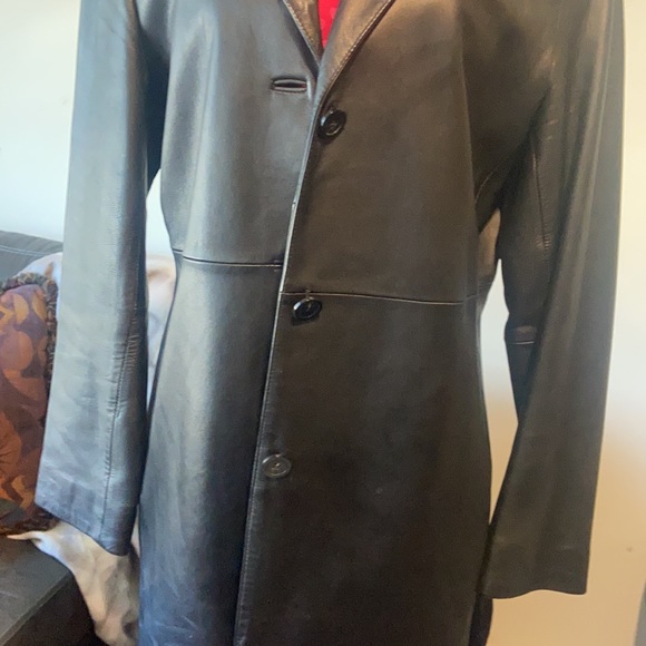 Alfani Outerwear Black Leather Jacket Size M Coat - Picture 5 of 7